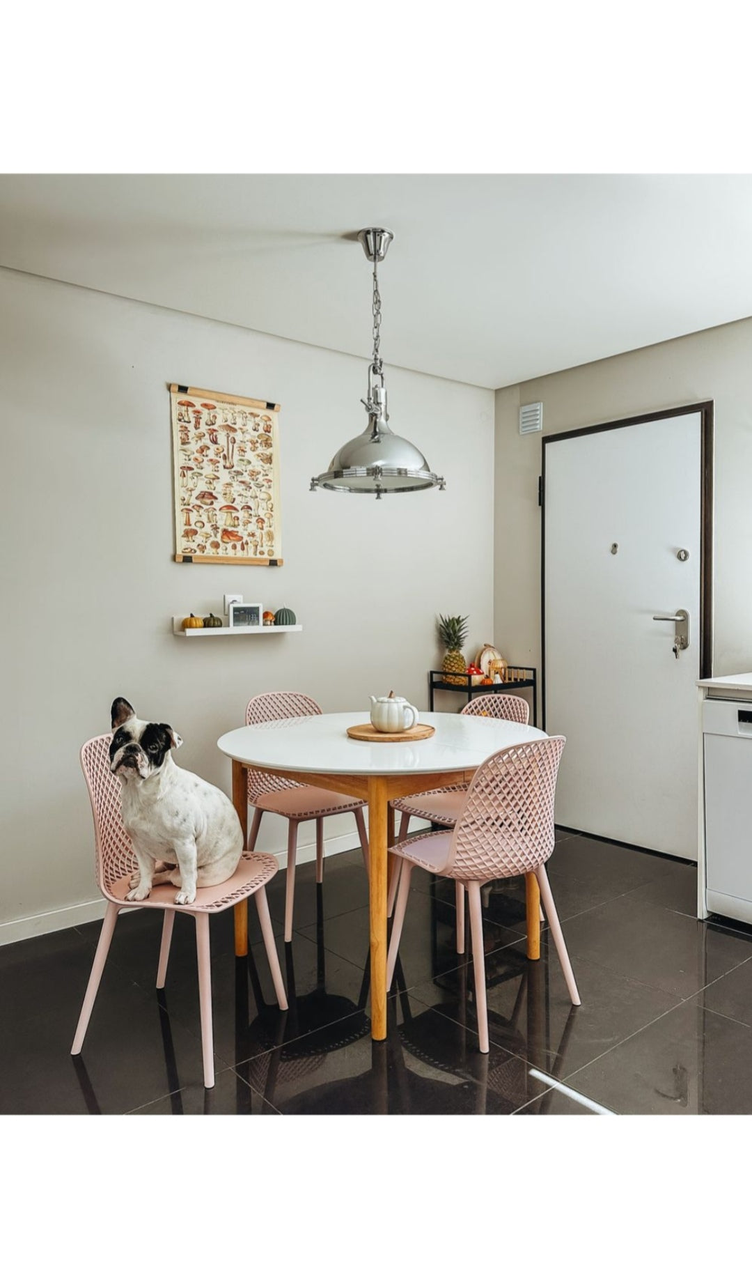 Conjunto de 4 sillas comedor rosas