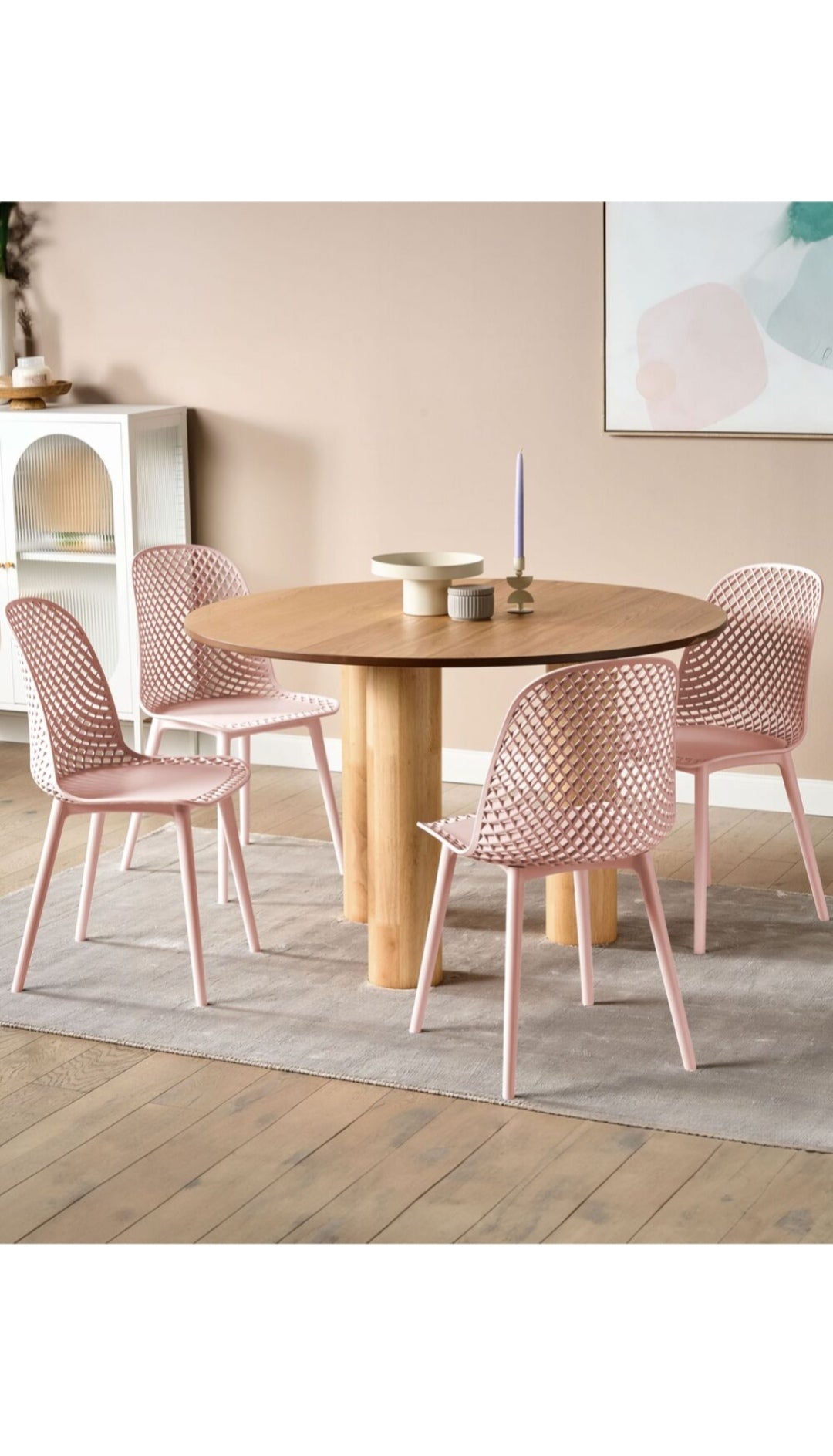 Conjunto de 4 sillas comedor rosas