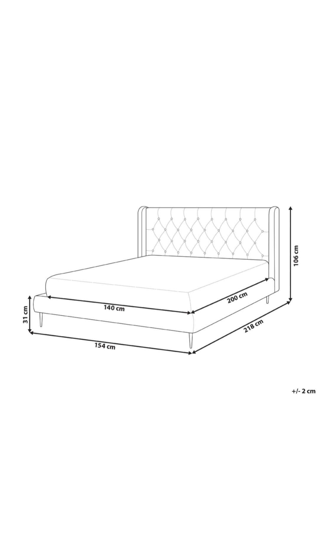 Cama con somier de terciopelo beige 140/200