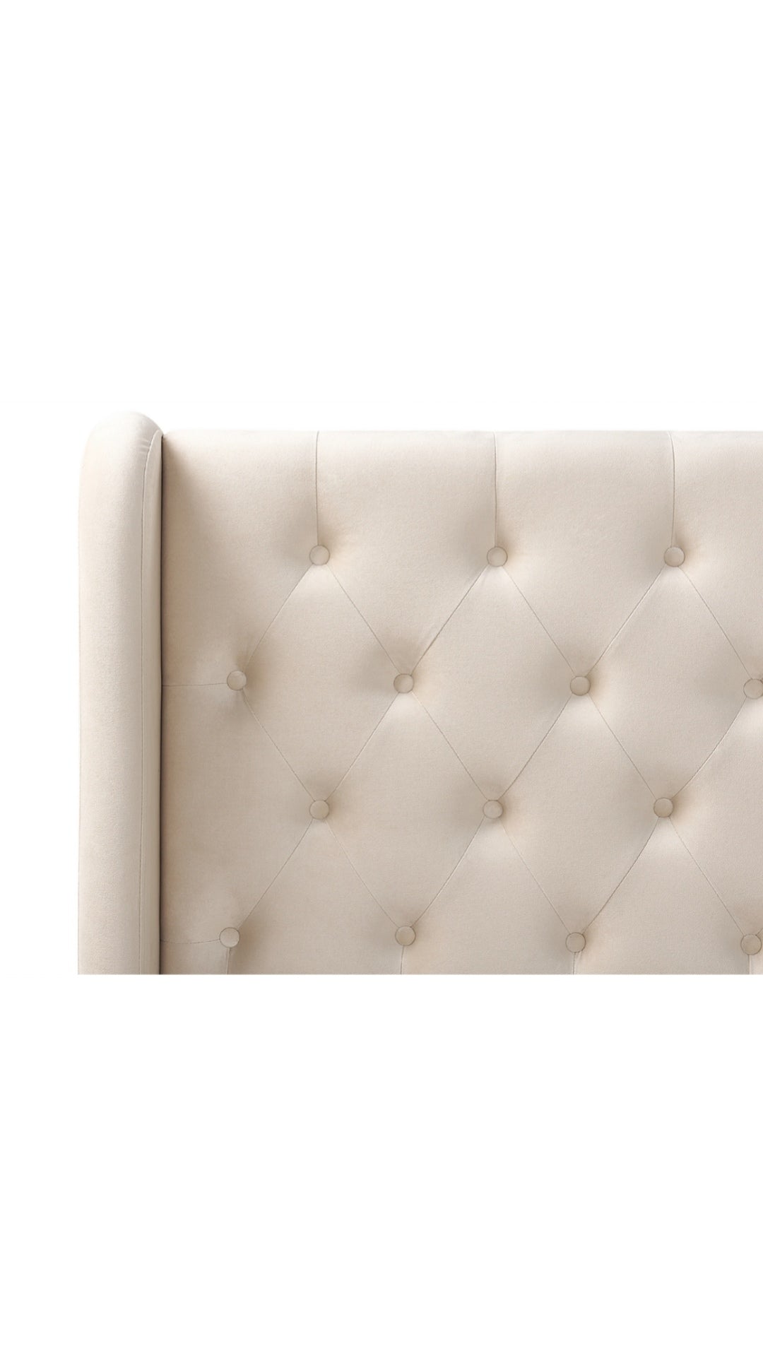 Cama con somier de terciopelo beige 140/200