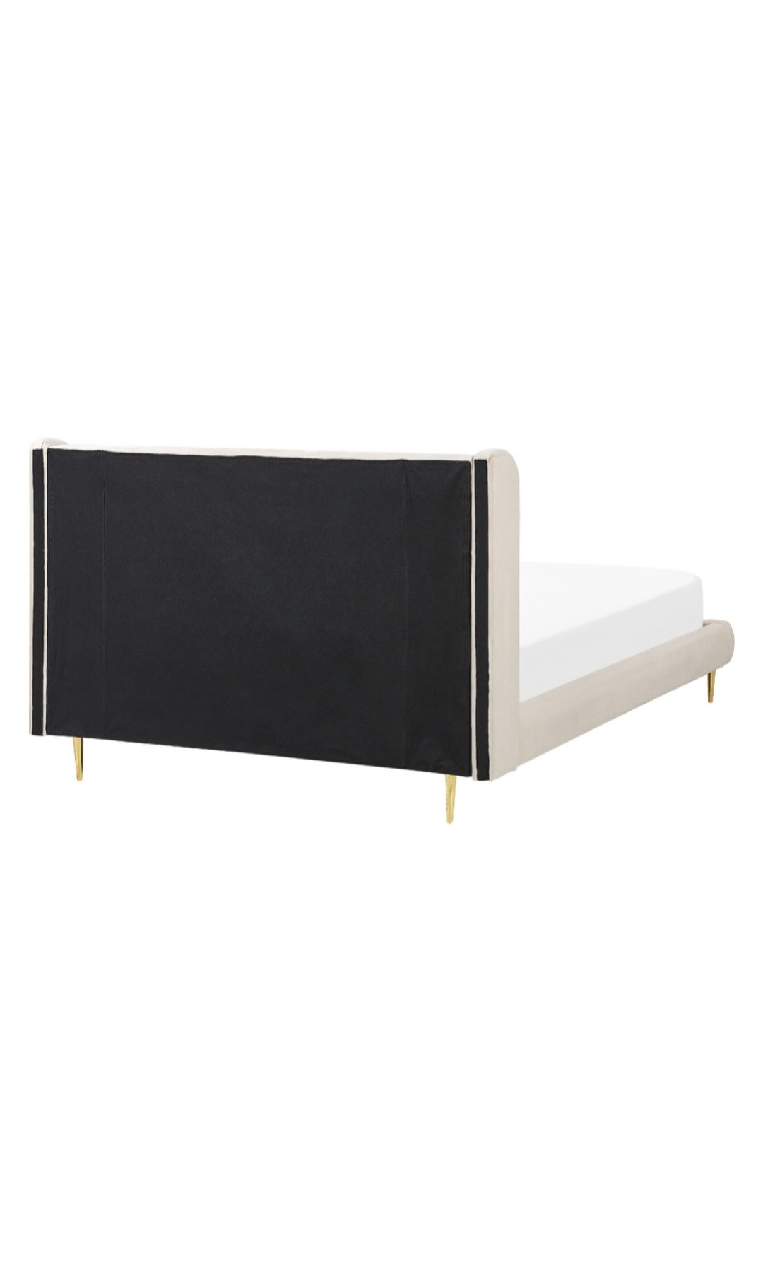 Cama con somier de terciopelo beige 140/200