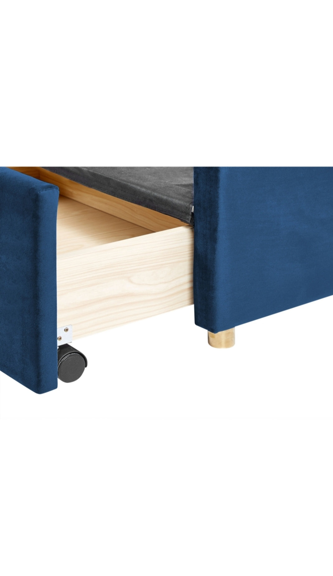 Cama con almacenaje de terciopelo azul marino 140/200