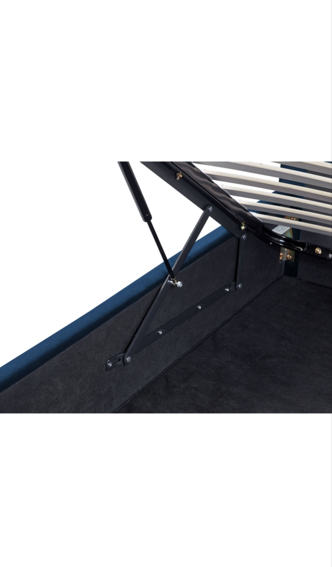 Cama con almacenaje de terciopelo azul marino 140/200