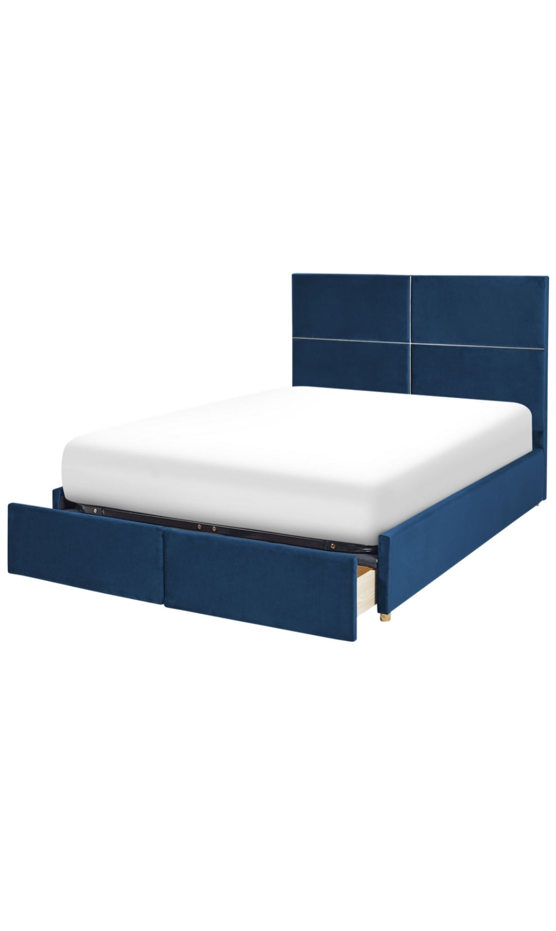Cama con almacenaje de terciopelo azul marino 140/200