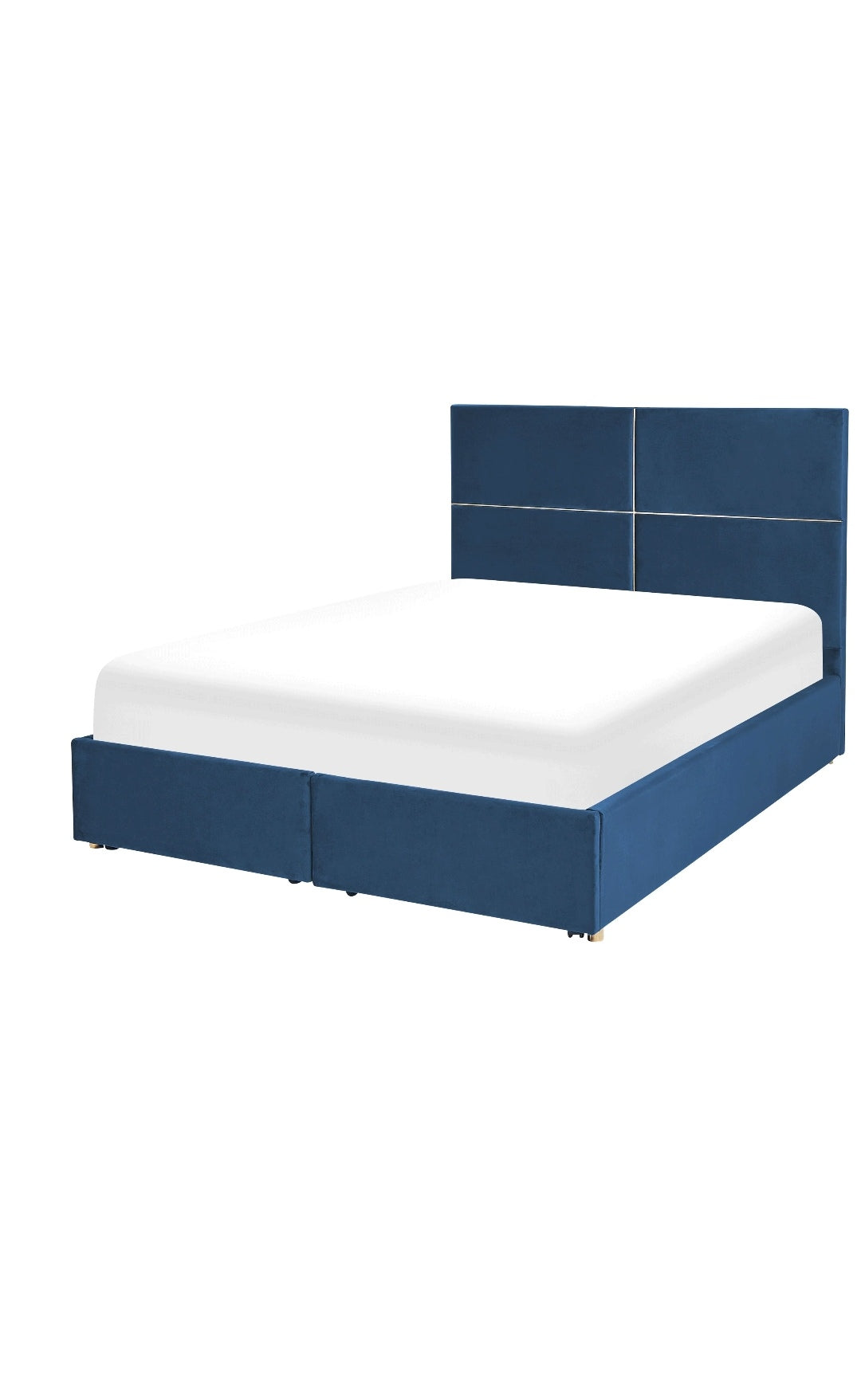 Cama con almacenaje de terciopelo azul marino 140/200