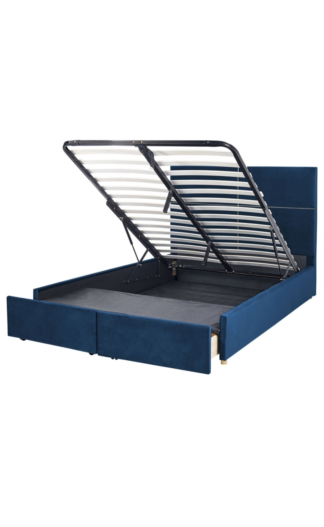Cama con almacenaje de terciopelo azul marino 140/200