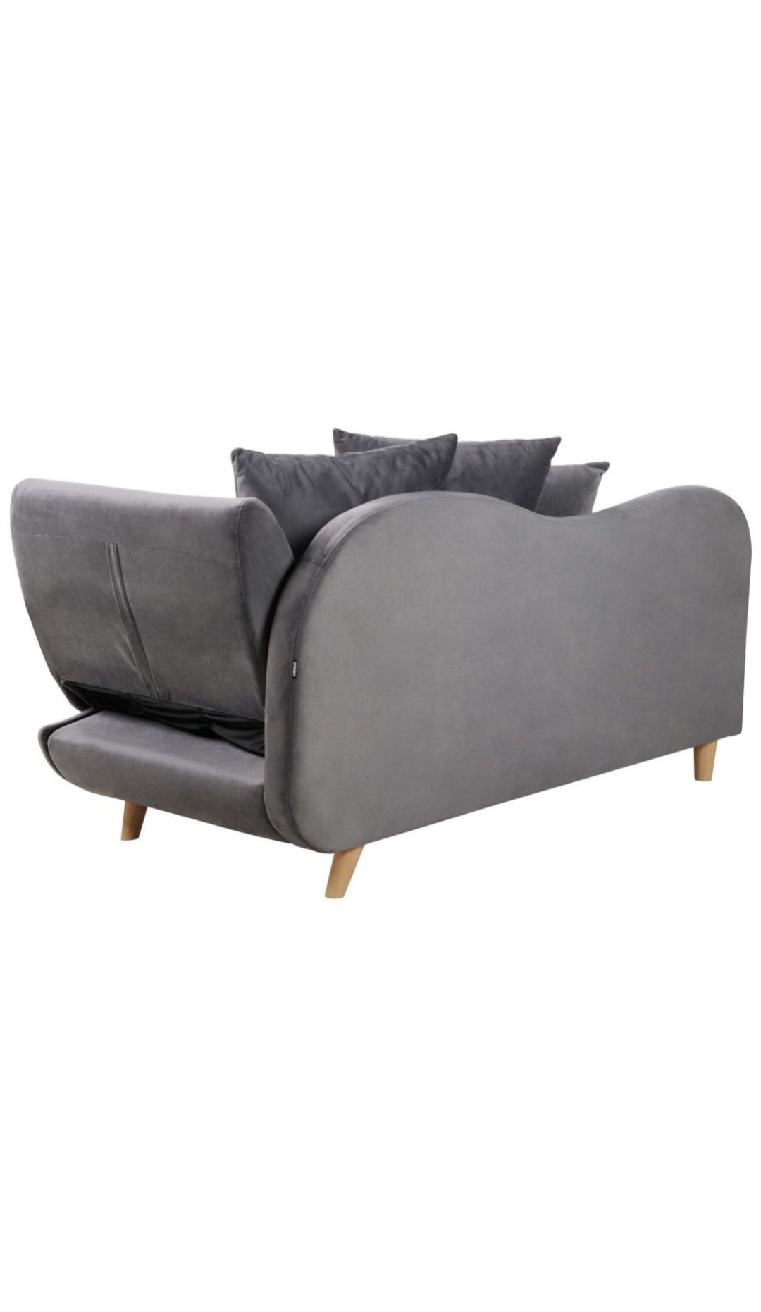 Chaise longue de terciopelo gris oscuro derecho con almacenaje