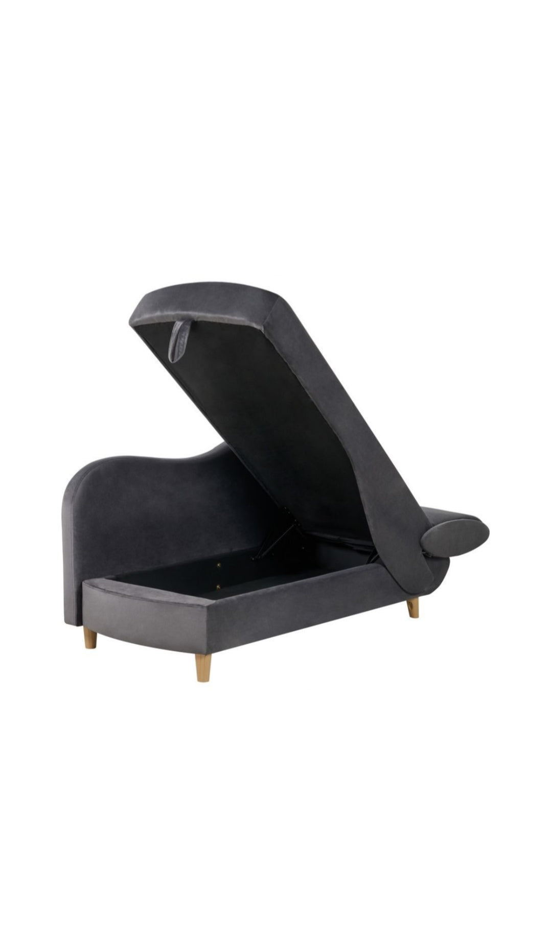 Chaise longue de terciopelo gris oscuro derecho con almacenaje