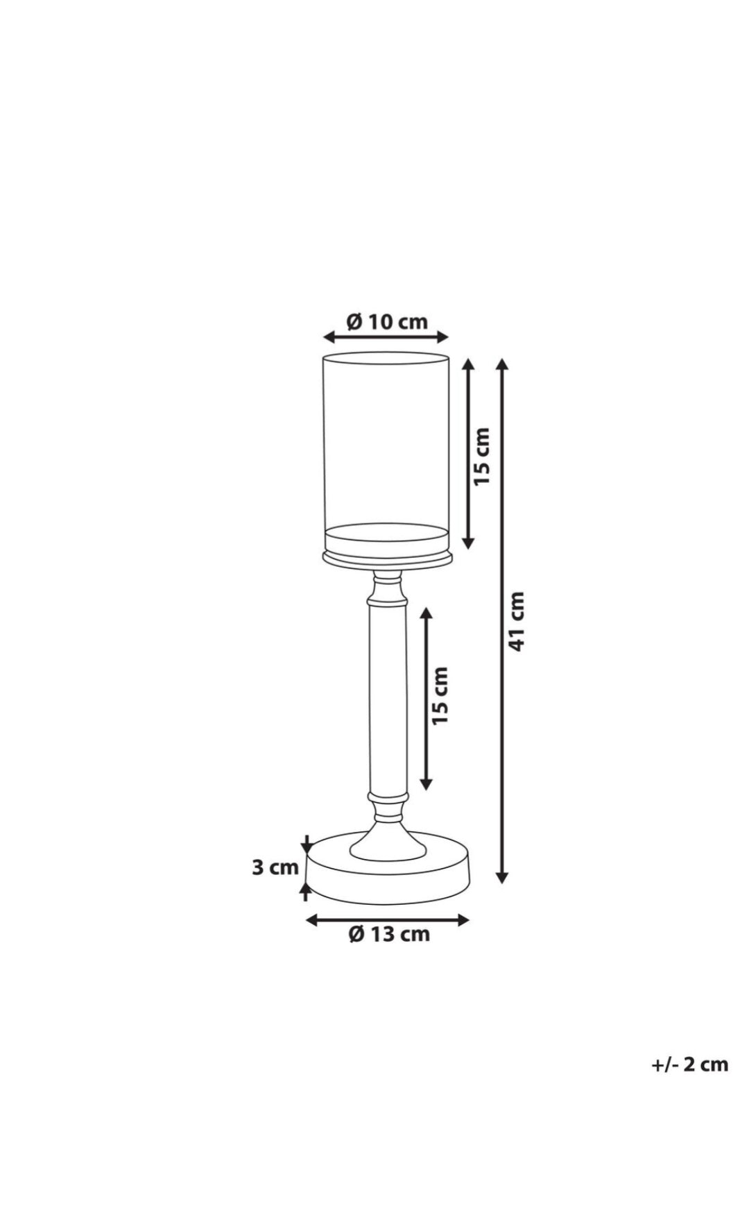 Candelero de vidrio metal plateado