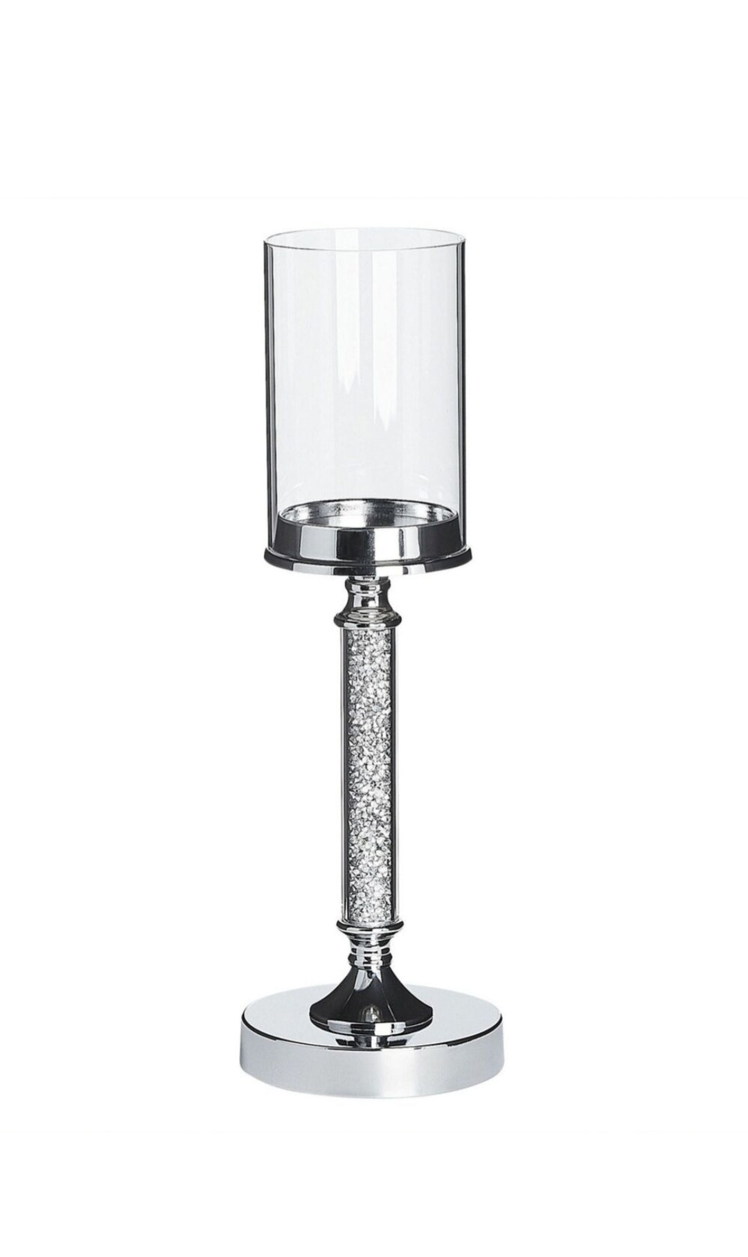 Candelero de vidrio metal plateado