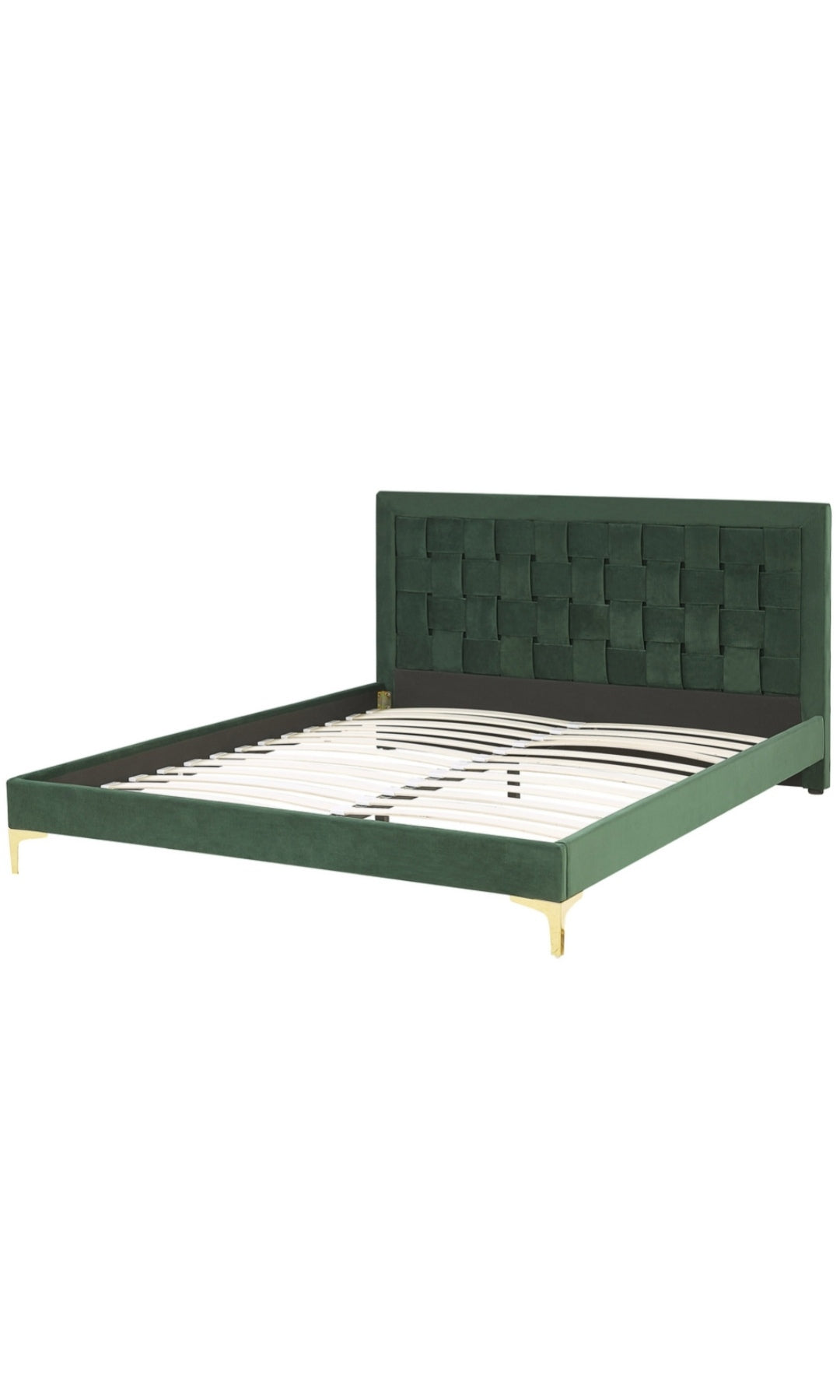 Cama con somier de terciopelo verde oscuro