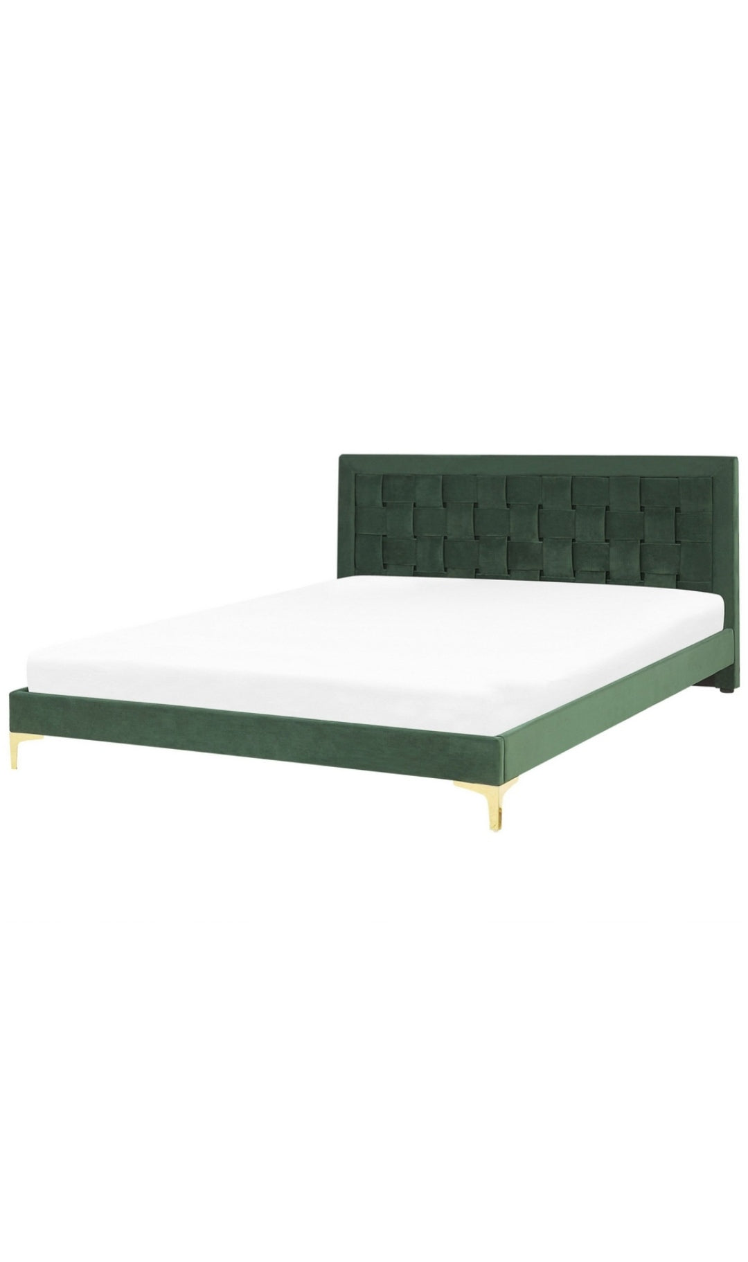 Cama con somier de terciopelo verde oscuro