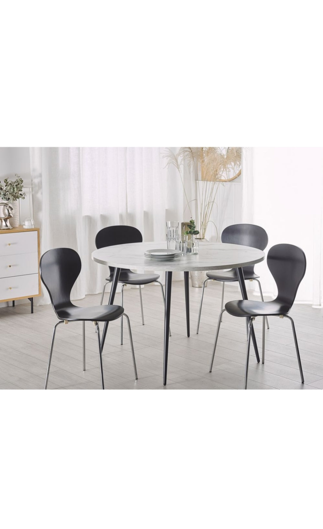 Mesa de comedor blanco negro 120cm