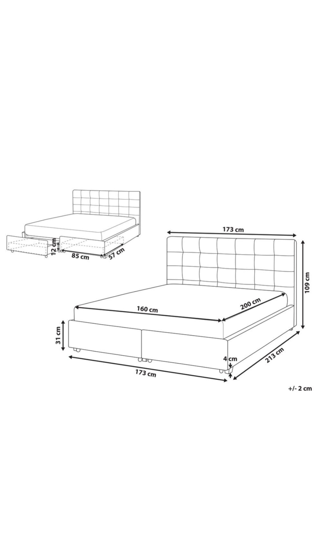 Cama con almacenaje de poliéster gris oscuro 160/200