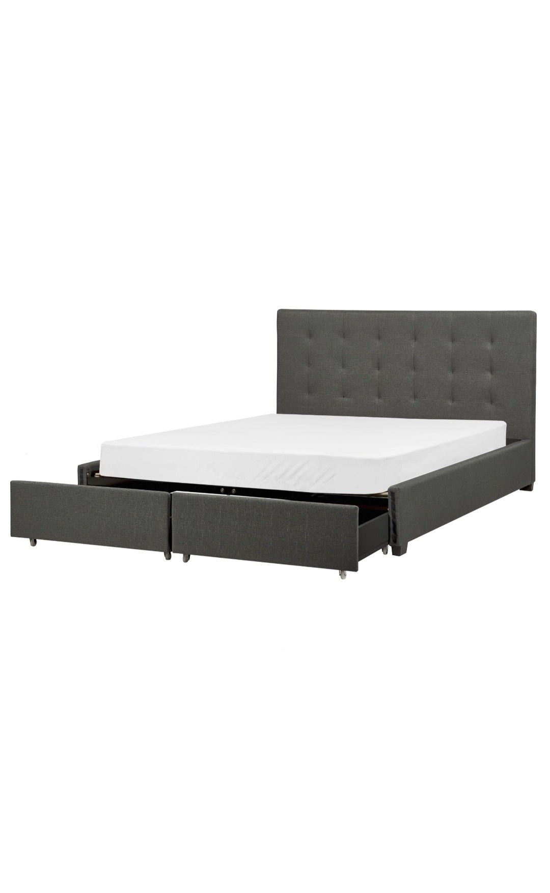 Cama con almacenaje de poliéster gris oscuro 160/200