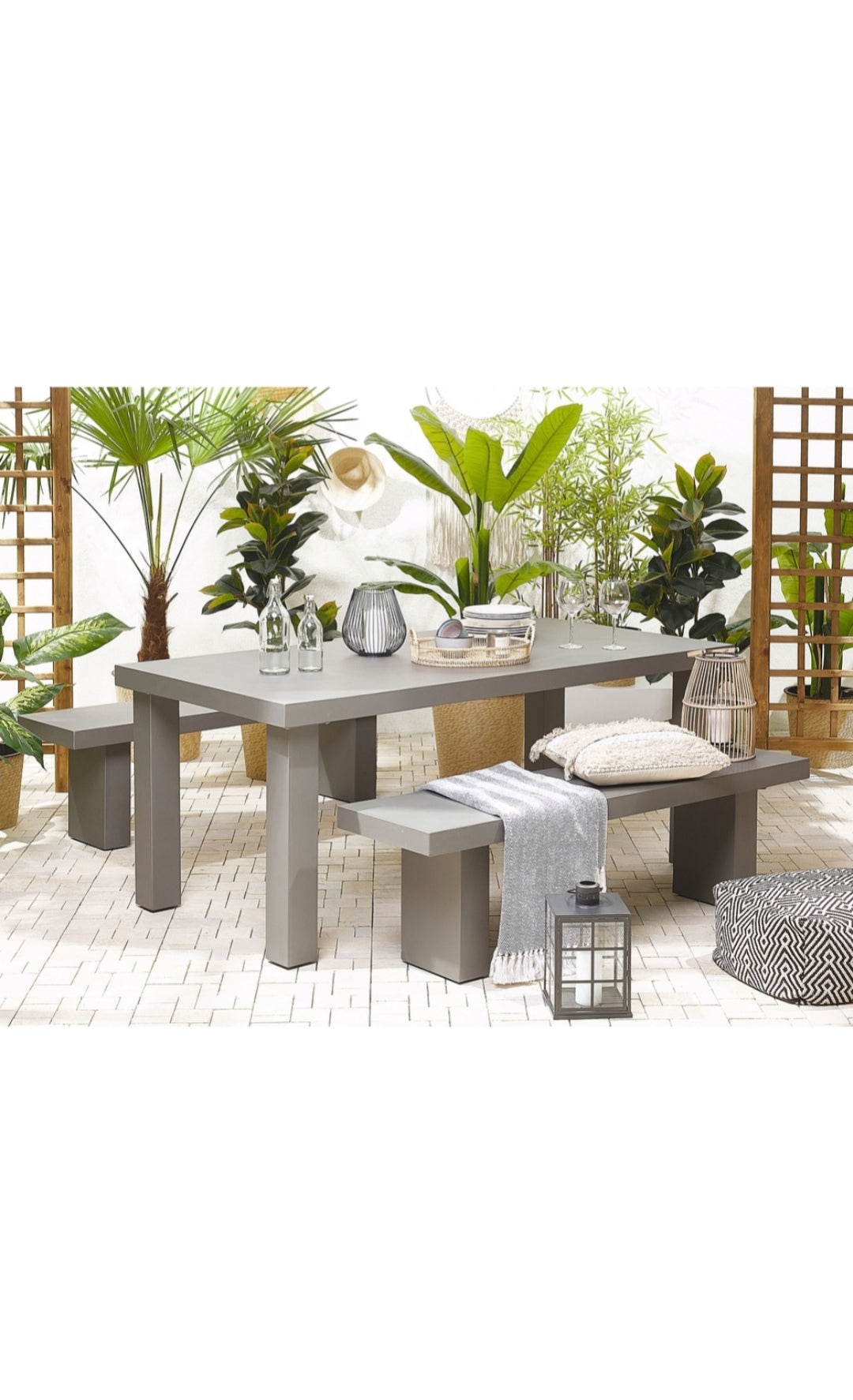 Mesa de comedor de cemento reforzado gris