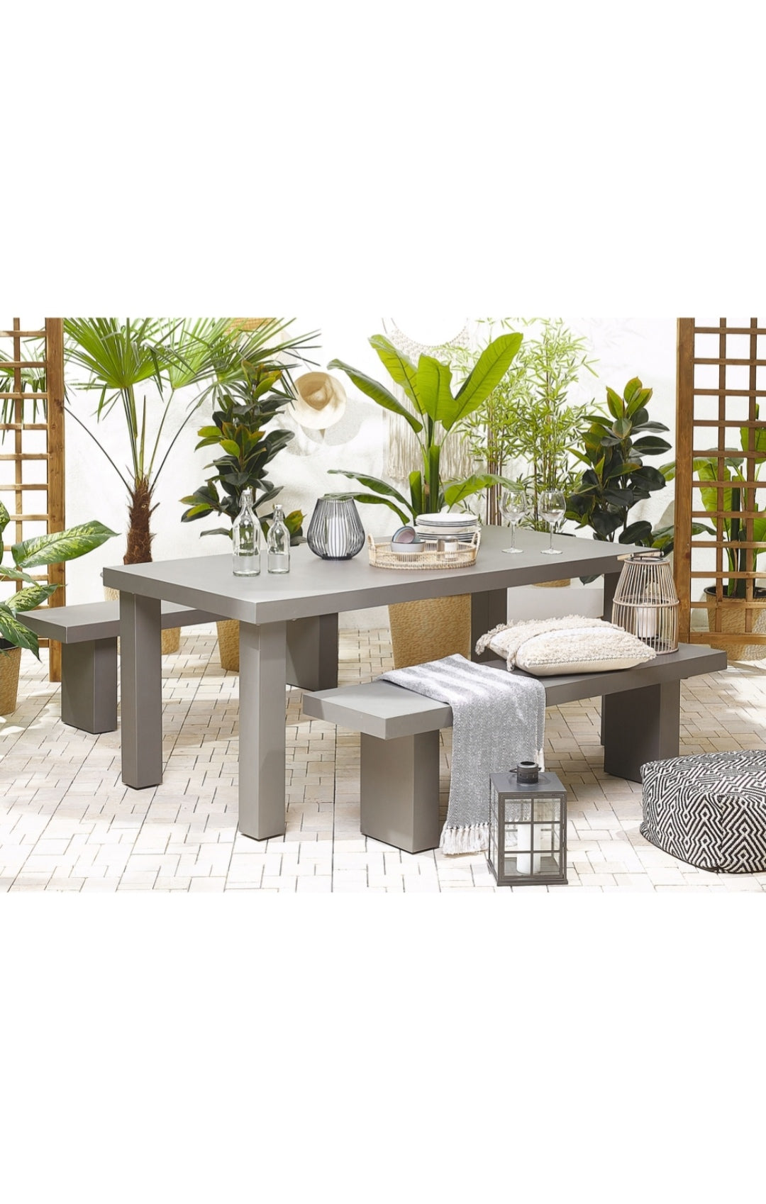 Mesa de comedor de cemento reforzado gris