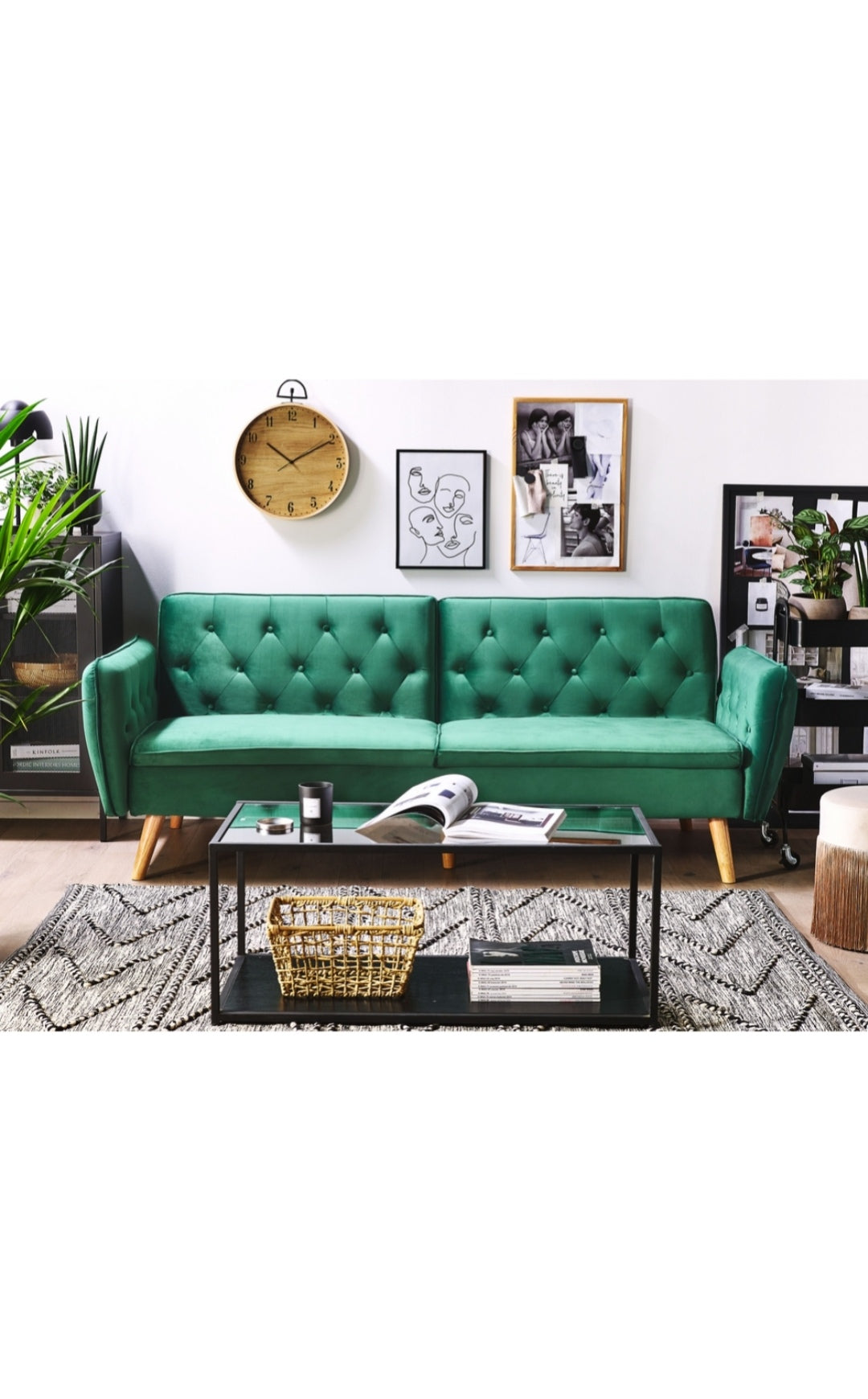 Sofa cama terciopelo verde