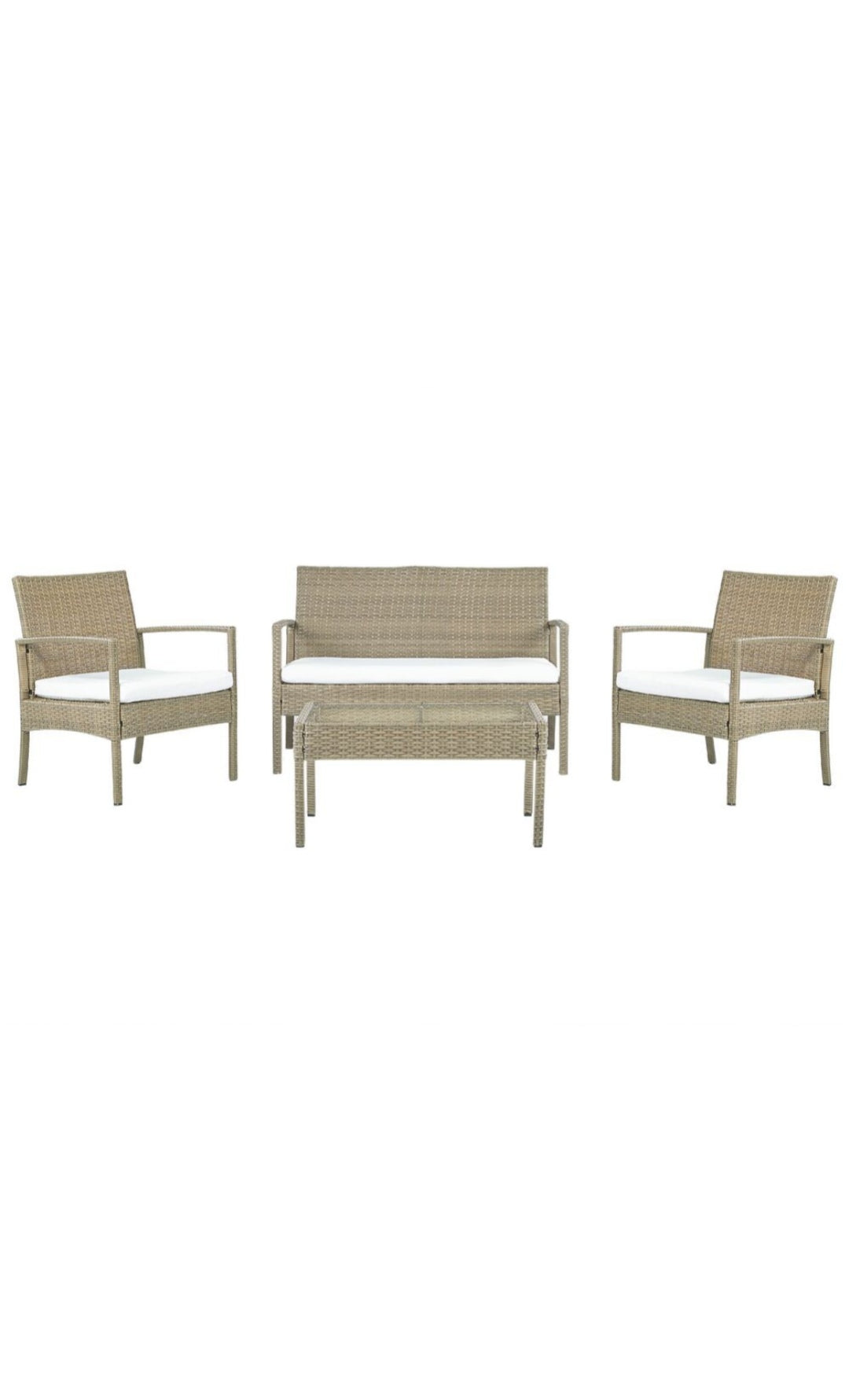Conjunto de jardin 4 plazas de ratán blanco