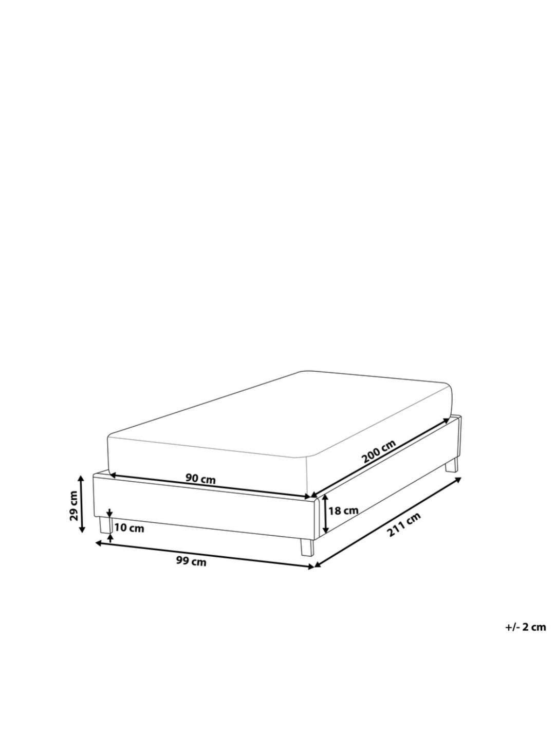 Cama con somier beige