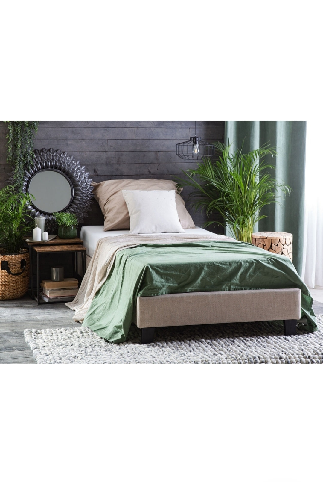 Cama con somier beige