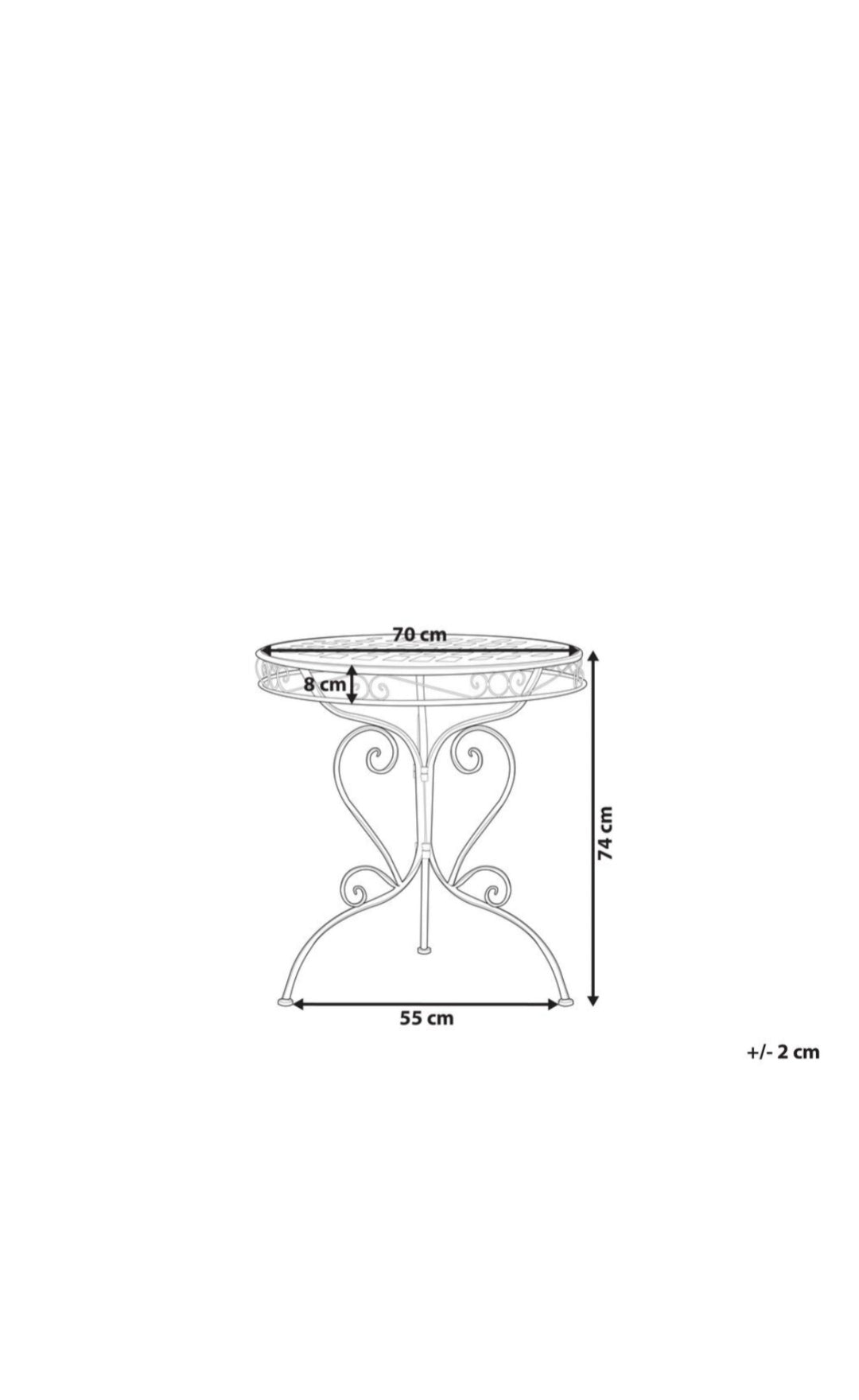 Mesa de jardín de metal rosa