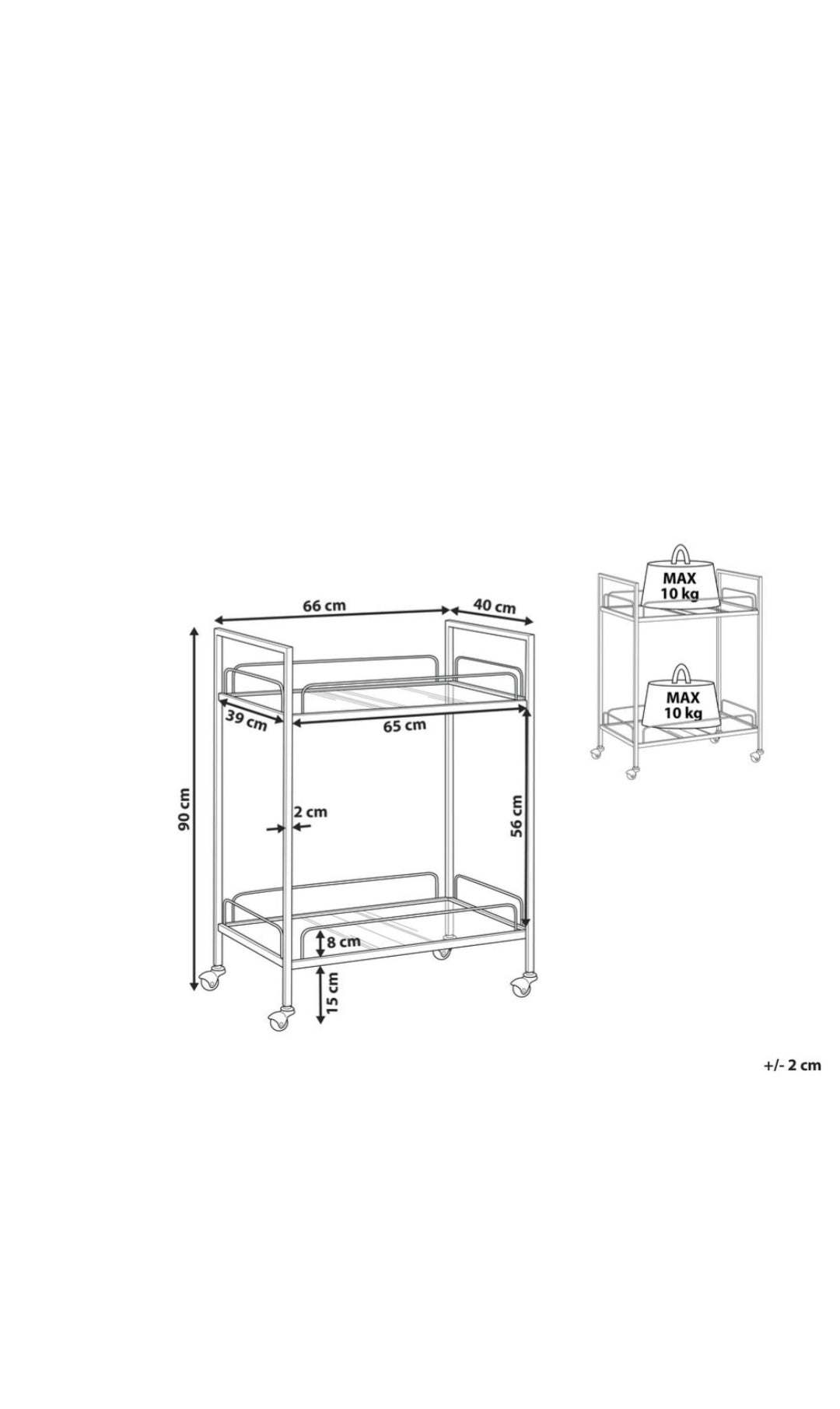 Carrito de cocina dorado