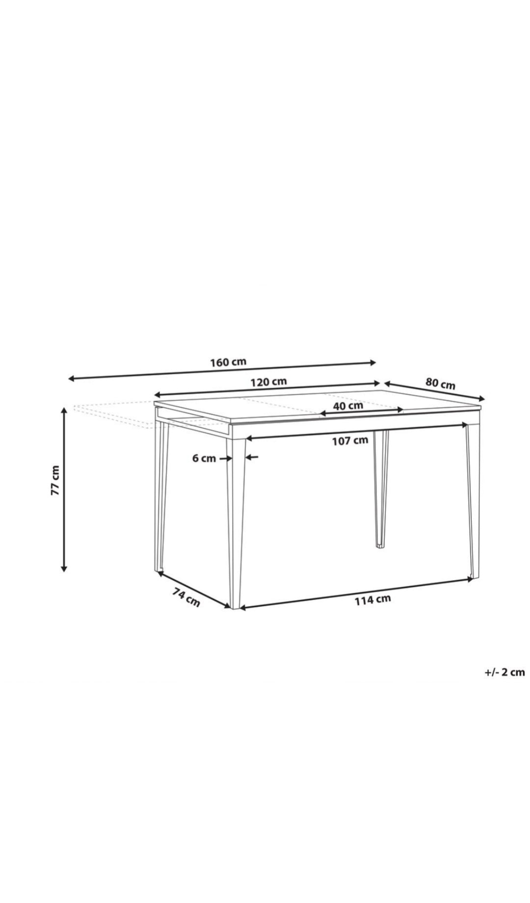 Mesa de comedor extensible negra 120-160/80