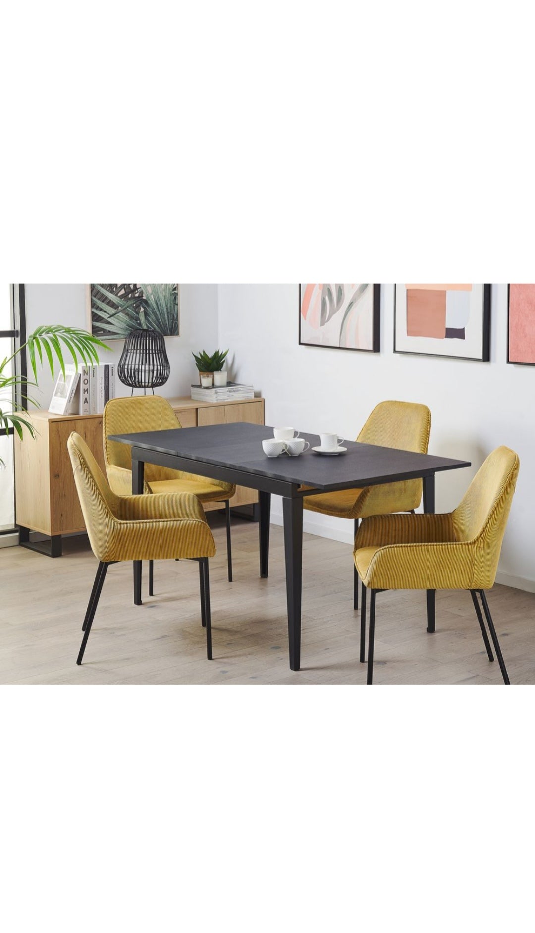Mesa de comedor extensible negra 120-160/80