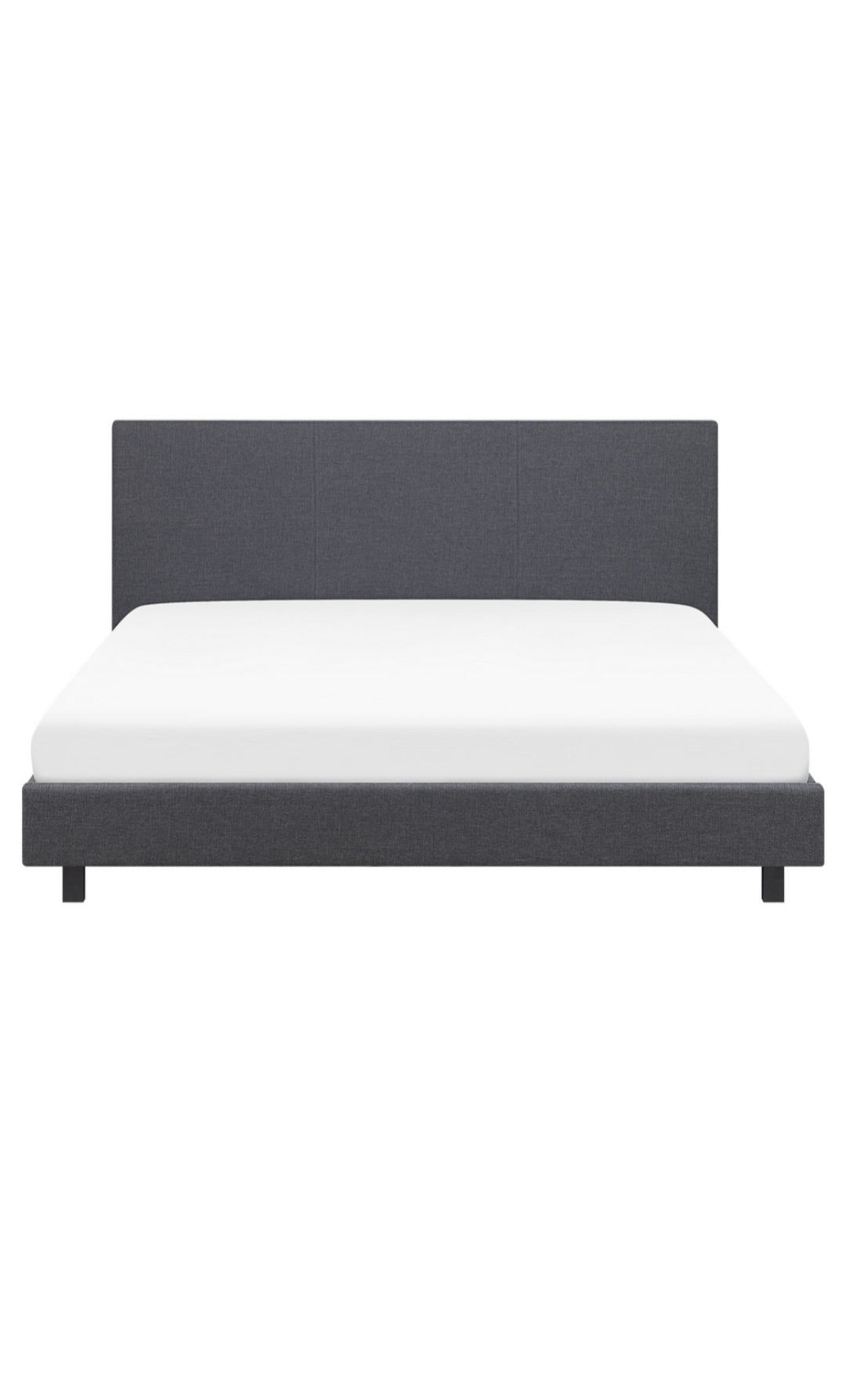 Cama con somier de poliéster gris/negro. 160/200