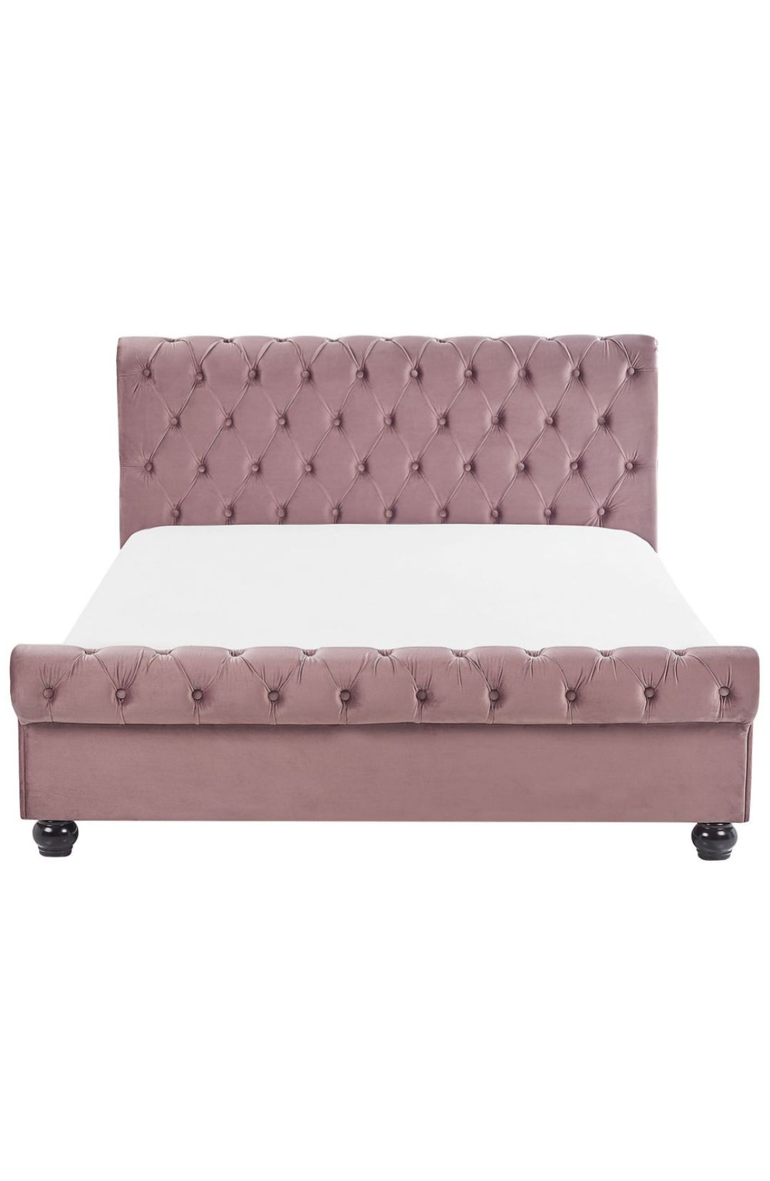 Cama con somier de terciopelo rosa 140/200