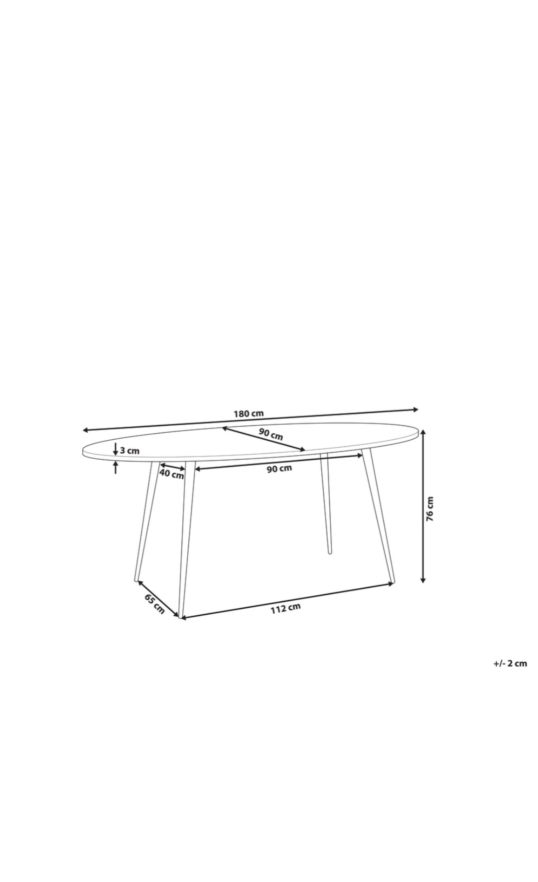 Mesa de comedor madera oscura/negra 180/90