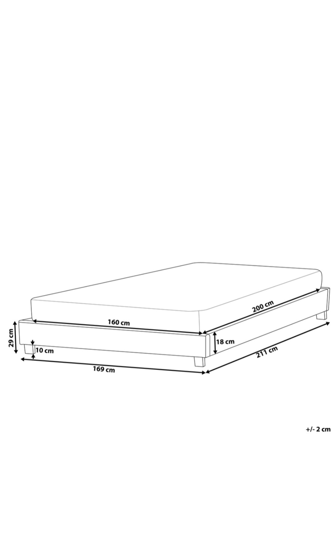 Cama con somier de poliéster gris oscuro 160/200
