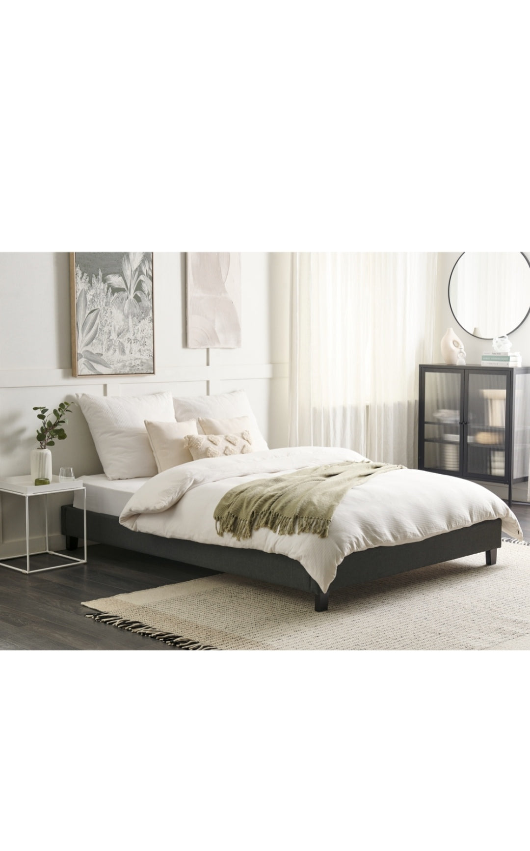 Cama con somier de poliéster gris oscuro 160/200