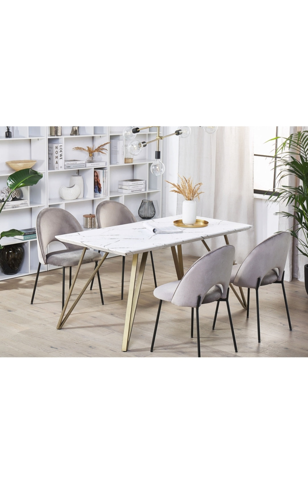 Mesa de comedor blanco dorado 150/80