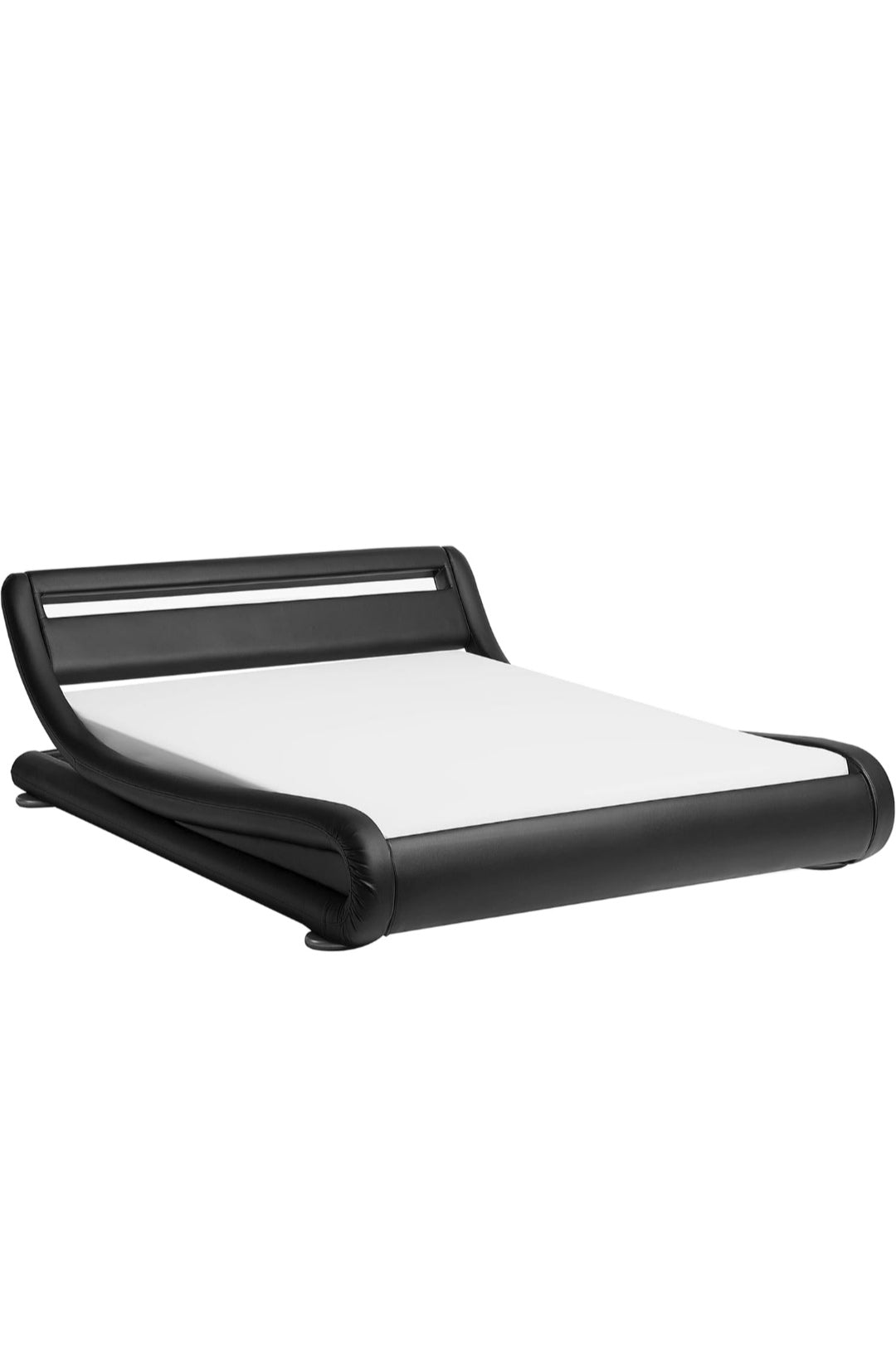 Cama con somier de piel sintética negra 180/200