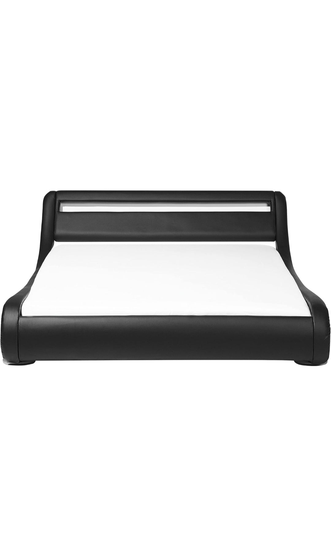 Cama con somier de piel sintética negra 180/200