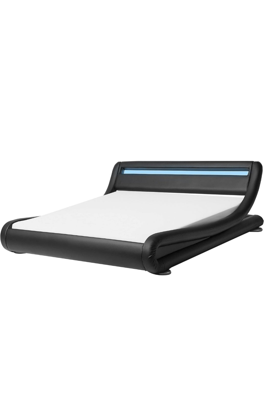 Cama con somier de piel sintética negra 180/200
