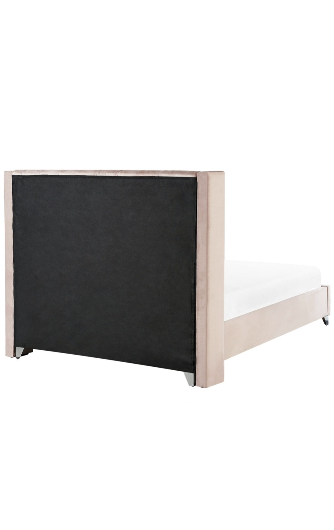 Cama con somier de terciopelo rosa pastel 180/200