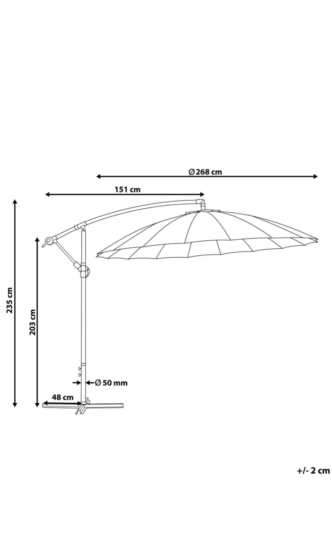 Sombrilla de jardín beige arena 258cm