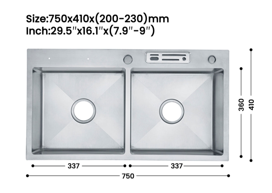 Fregadero de cocina 2 senos satinado