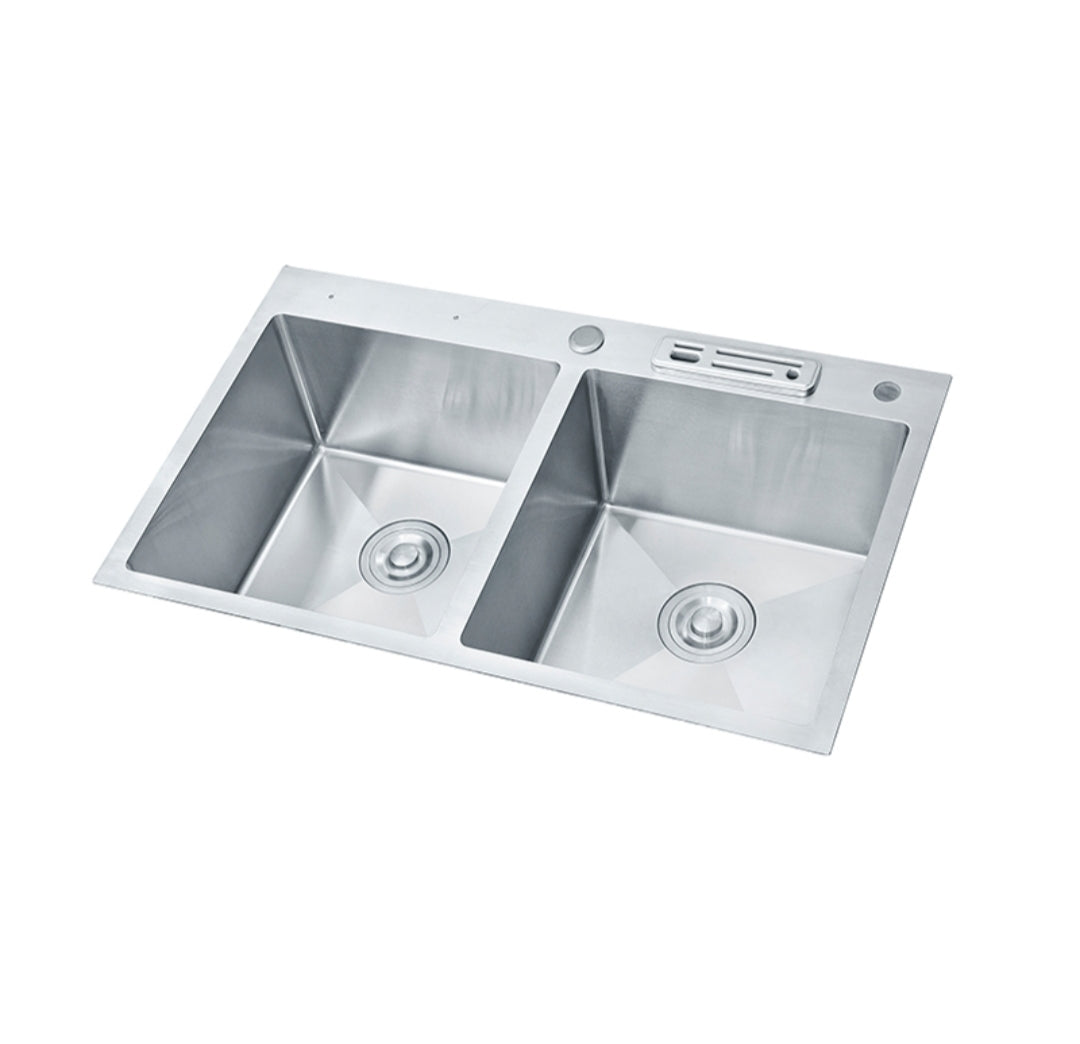 Fregadero de cocina 2 senos satinado
