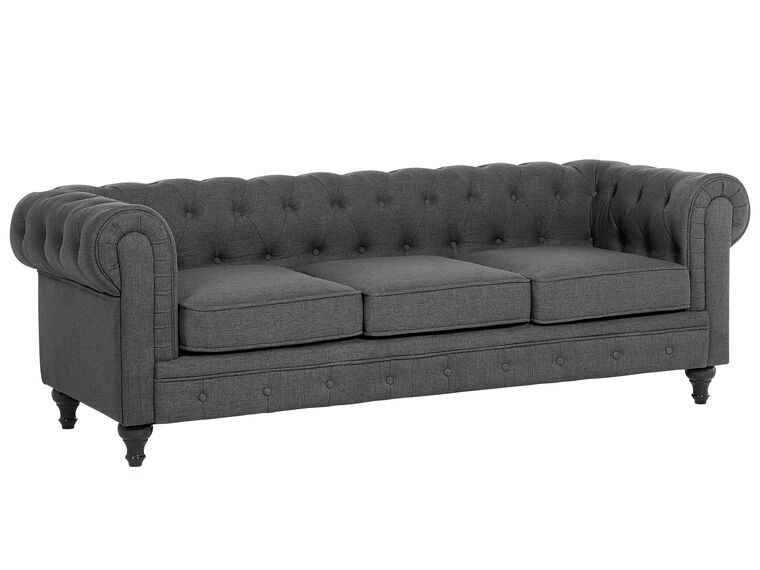 Sofá 3 plazas tapizado gris CHESTERFIELD