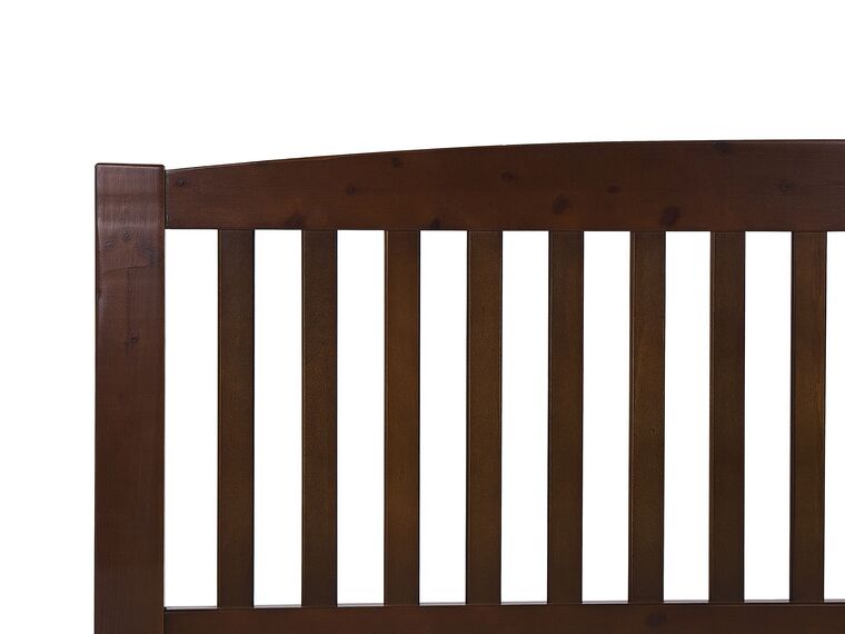 Cama con somier de madera de pino oscura