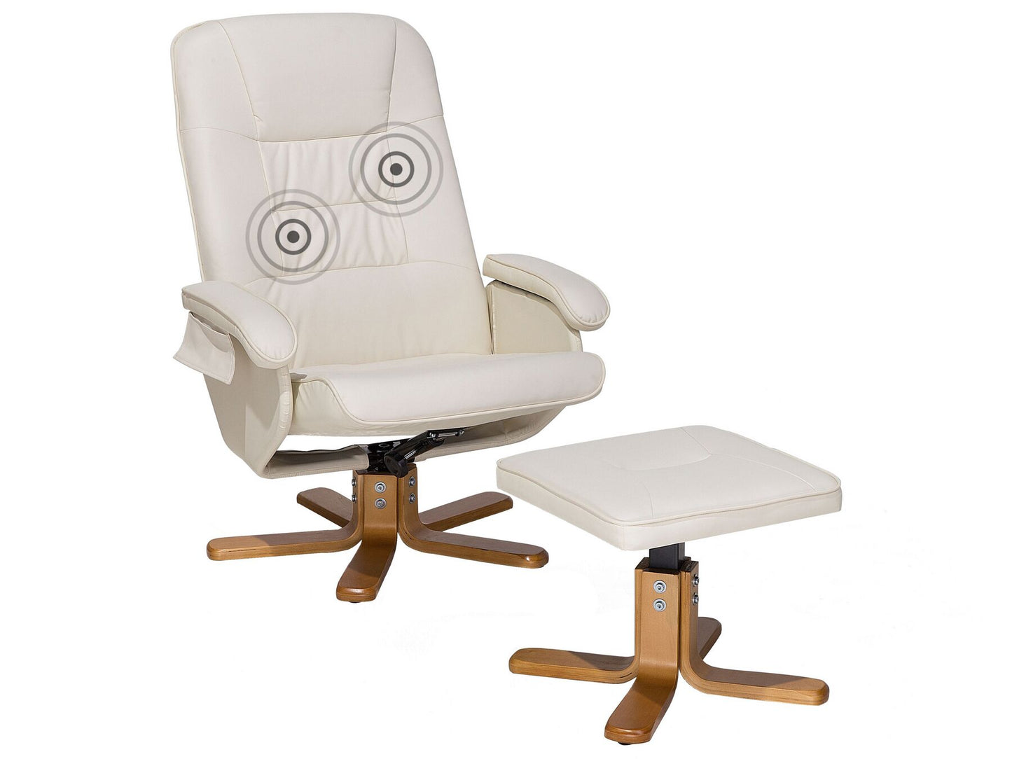 Sillón de masaje de piel sintética beige crema