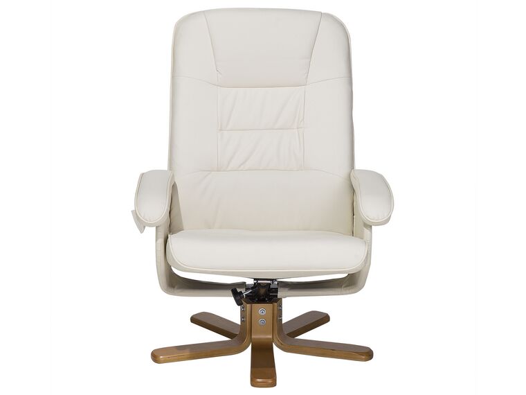 Sillón de masaje de piel sintética beige crema