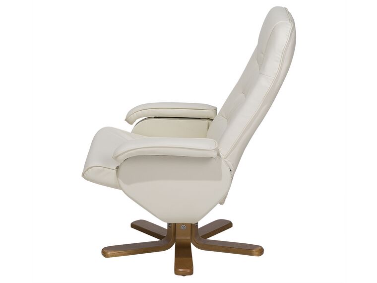 Sillón de masaje de piel sintética beige crema