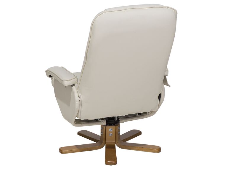 Sillón de masaje de piel sintética beige crema