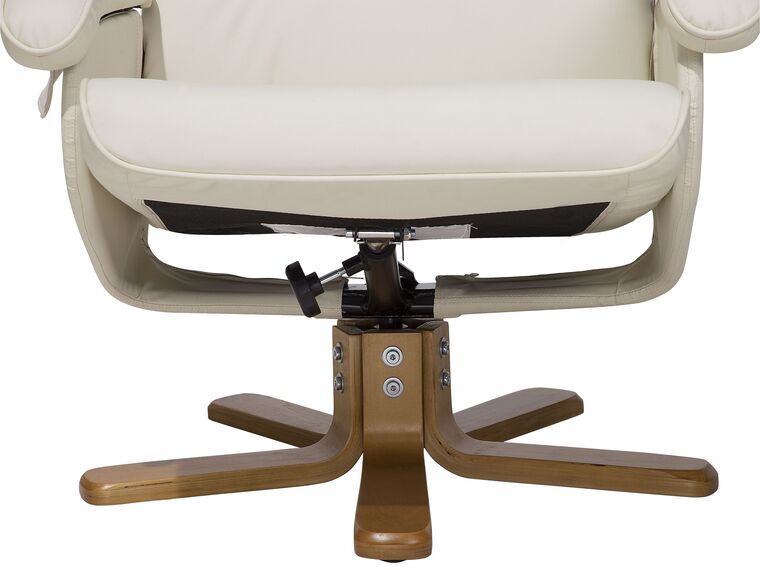 Sillón de masaje de piel sintética beige crema