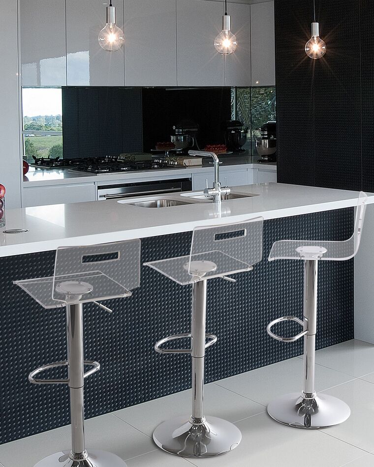 Conjunto de 2 taburetes de bar en blanco transparente